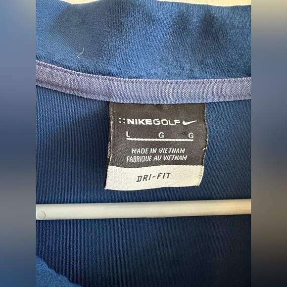 Nike Mens Polo Shirt Large Blue Pink DriFit Short Sleeve Casual Golfer Outdoor - Picture 2 of 3